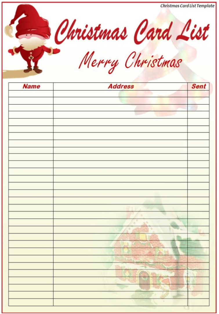 Christmas Card List Template – Excel Word Templates Intended For Christmas Card List Template