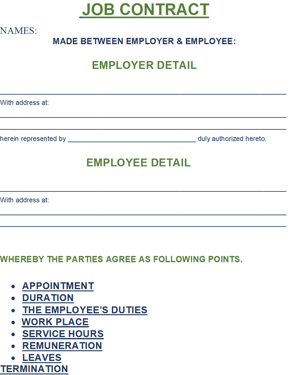 free-employment-contract-templates-pdf-word-eforms-employment