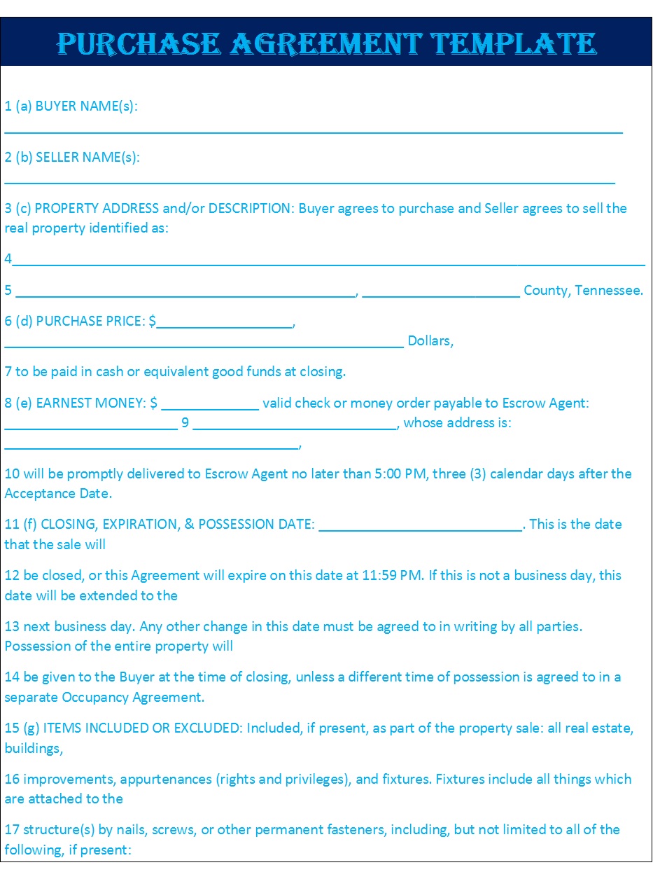 Purchase Agreement Template