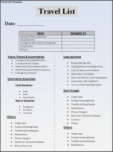 Excel Travel List Template