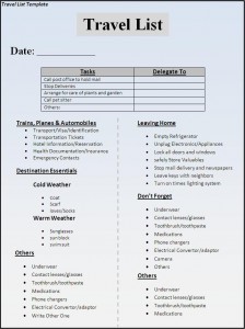 Travel List Template