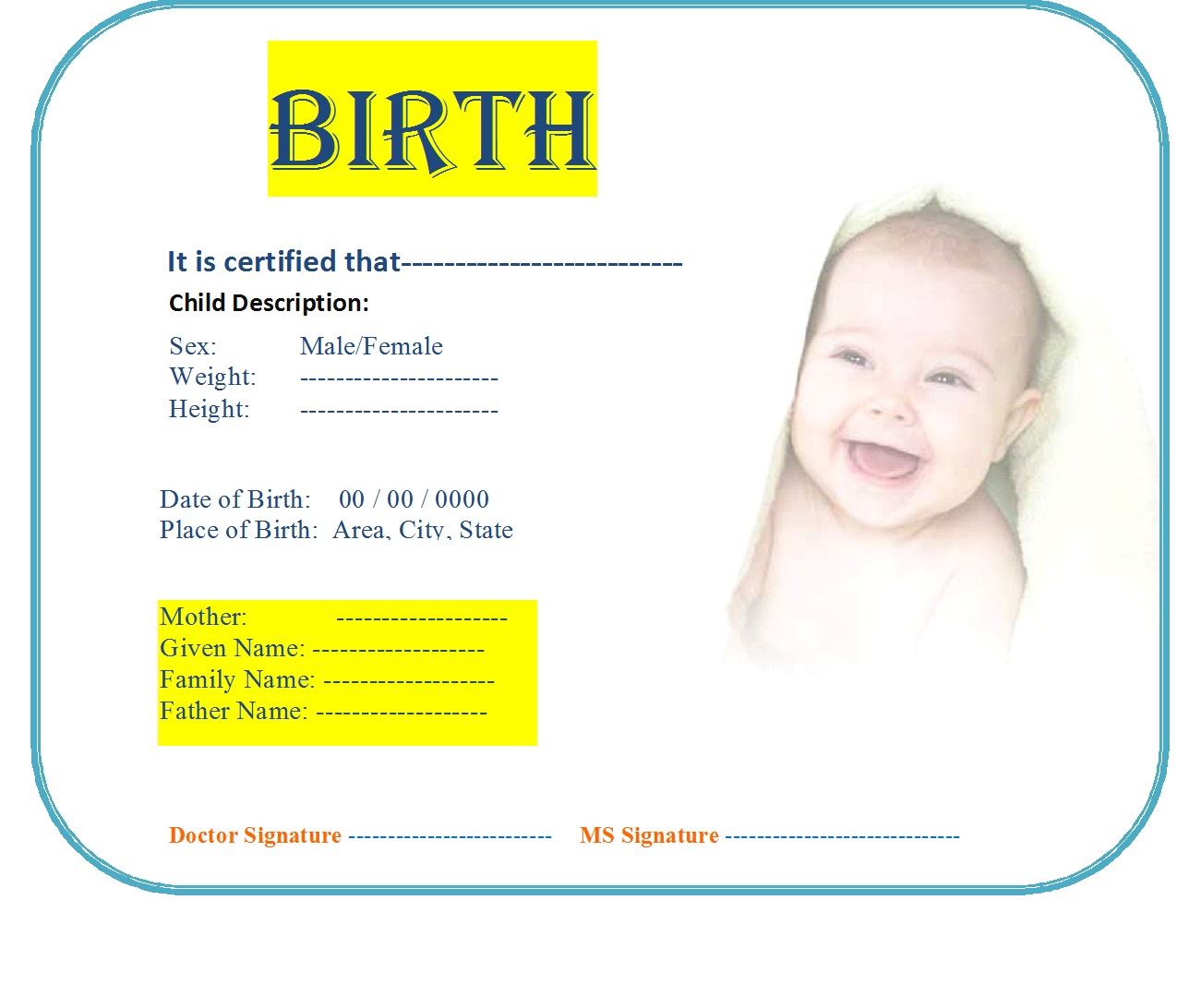 Birth Certificate Template