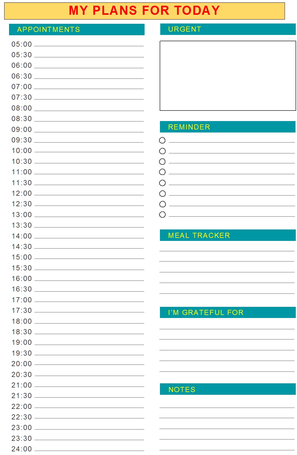 Daily Planner Template Excel Word Template