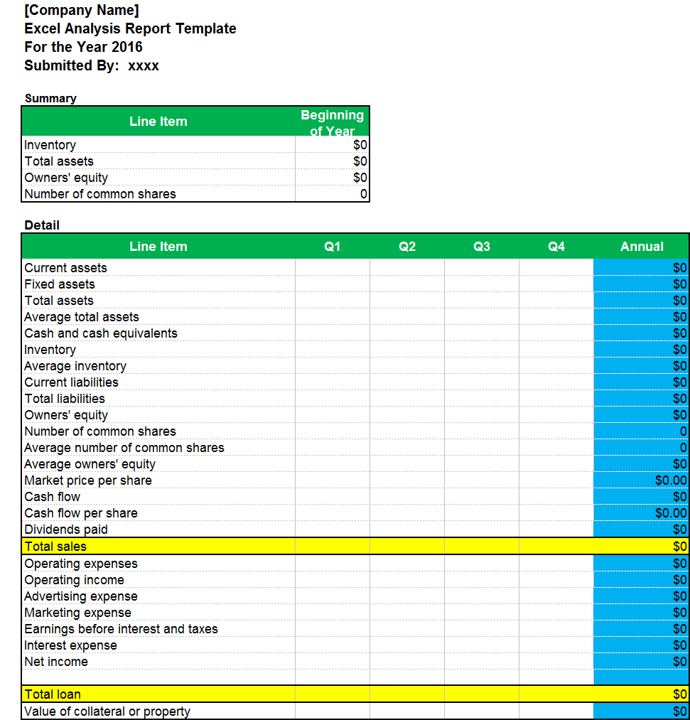 Excel Analysis Report Template – Excel Word Templates