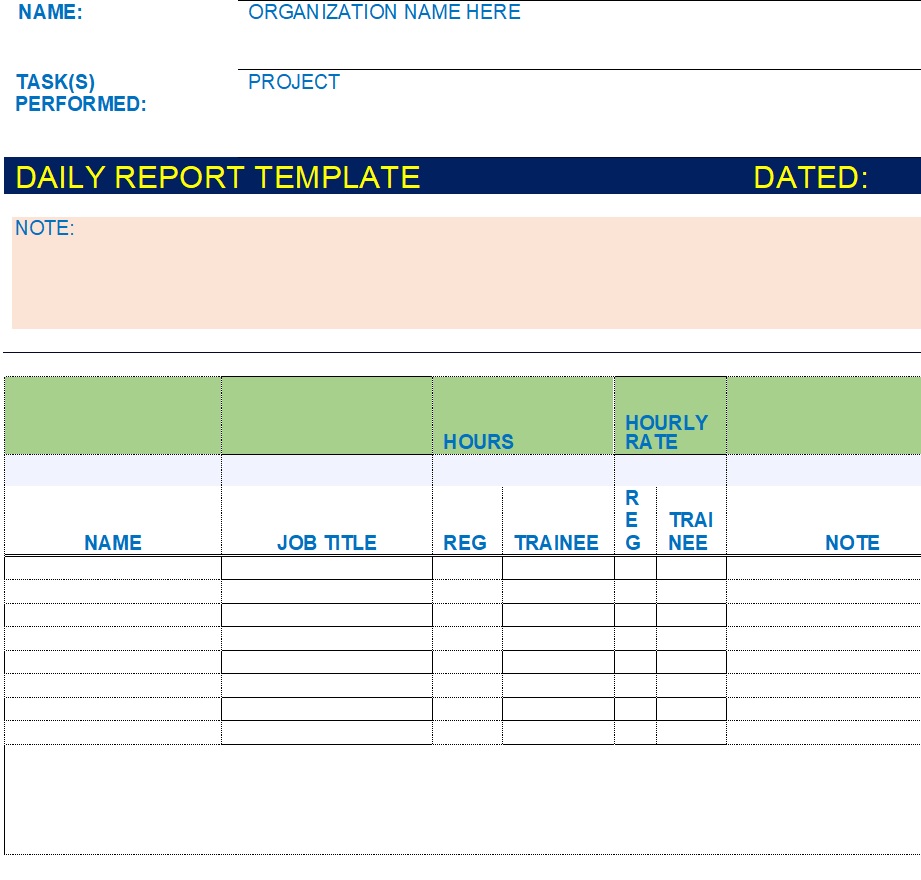 Daily Report Templates – Excel Word Templates Regarding Daily Activity Report Template
