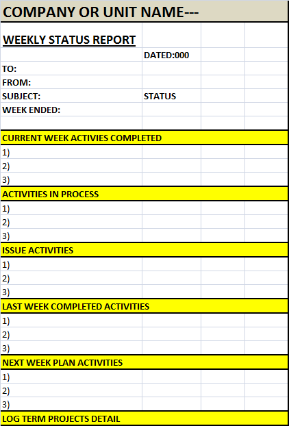 Top 4 Weekly Status Report Template - Excel Word Template