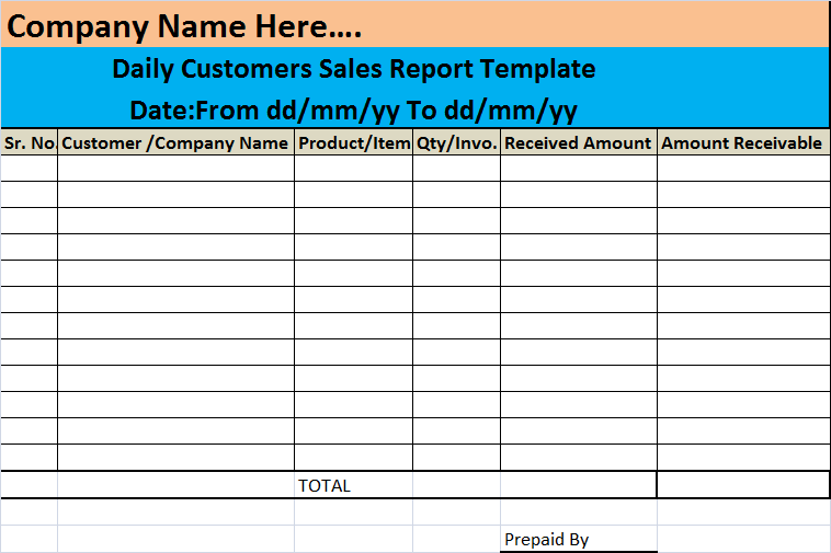 Daily Sales Report Template Excel Free