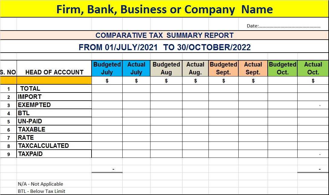 Excel Summary Report Template