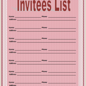 Invitation List Template