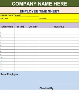 excel time sheet of employee
