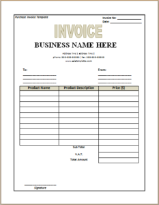 purchase invoice template