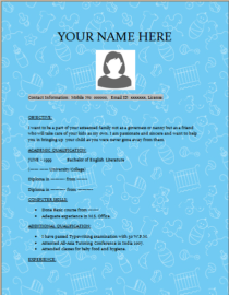 Child Minder Resume Template