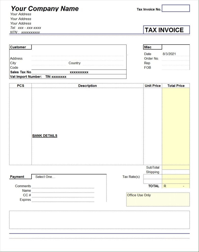 free company invoice template