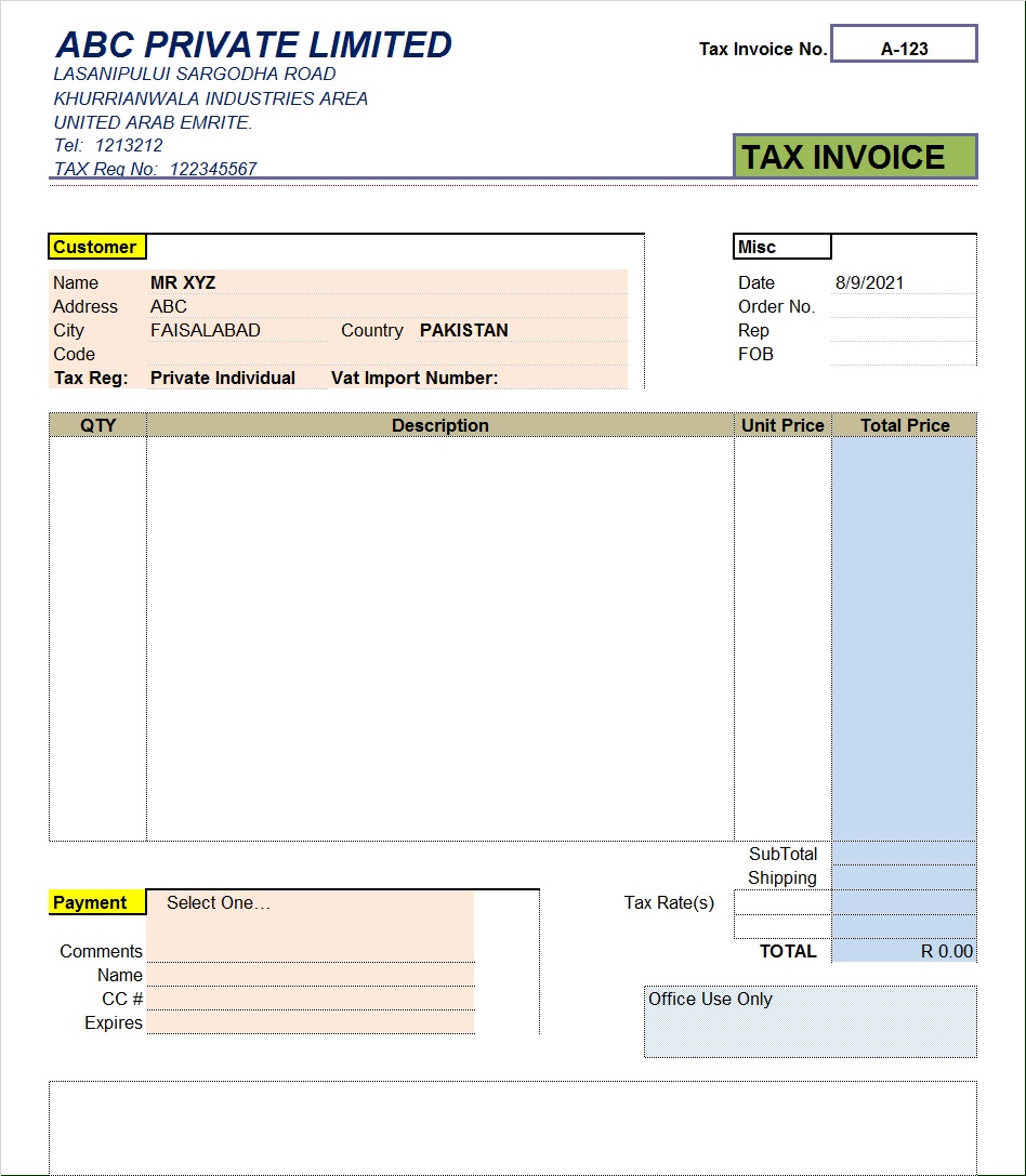 company invoice template