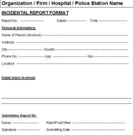 Free Excel Car Incident Report Format