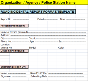 Road Incident Report Template