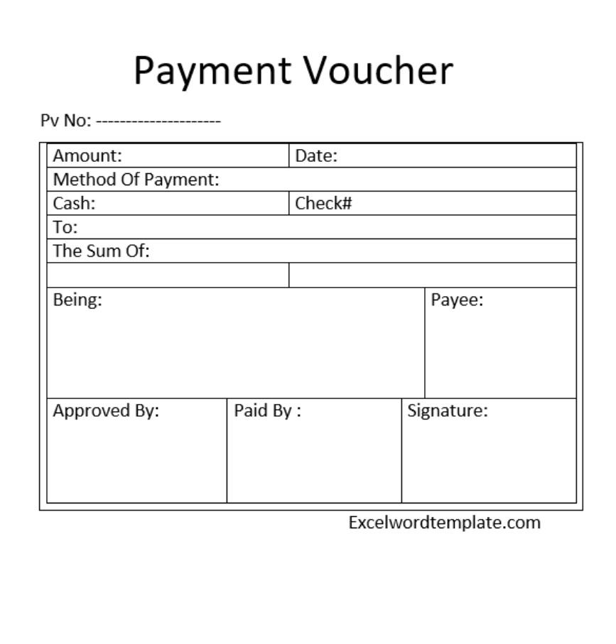 Payment Voucher Template Excel Word Templates