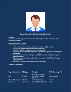 Textile Engineer Resume Template