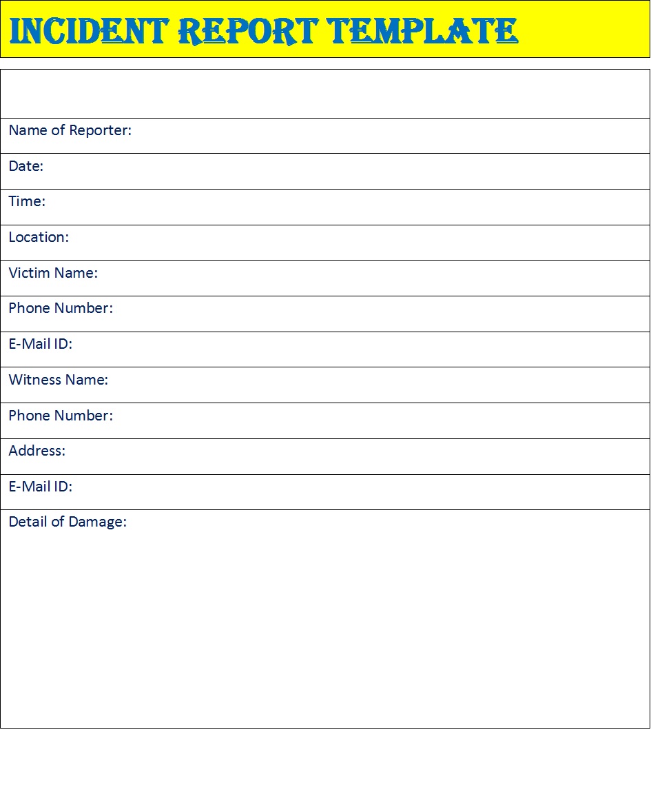Incident Report Template – Excel Word Templates Within Incident Summary Report Template