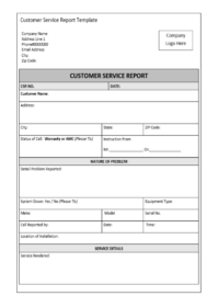 Customer Service Report Template