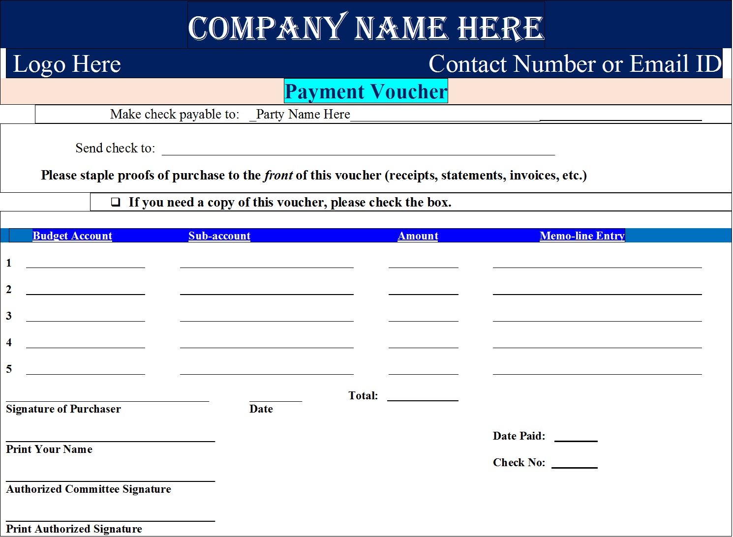 Payment Voucher Template