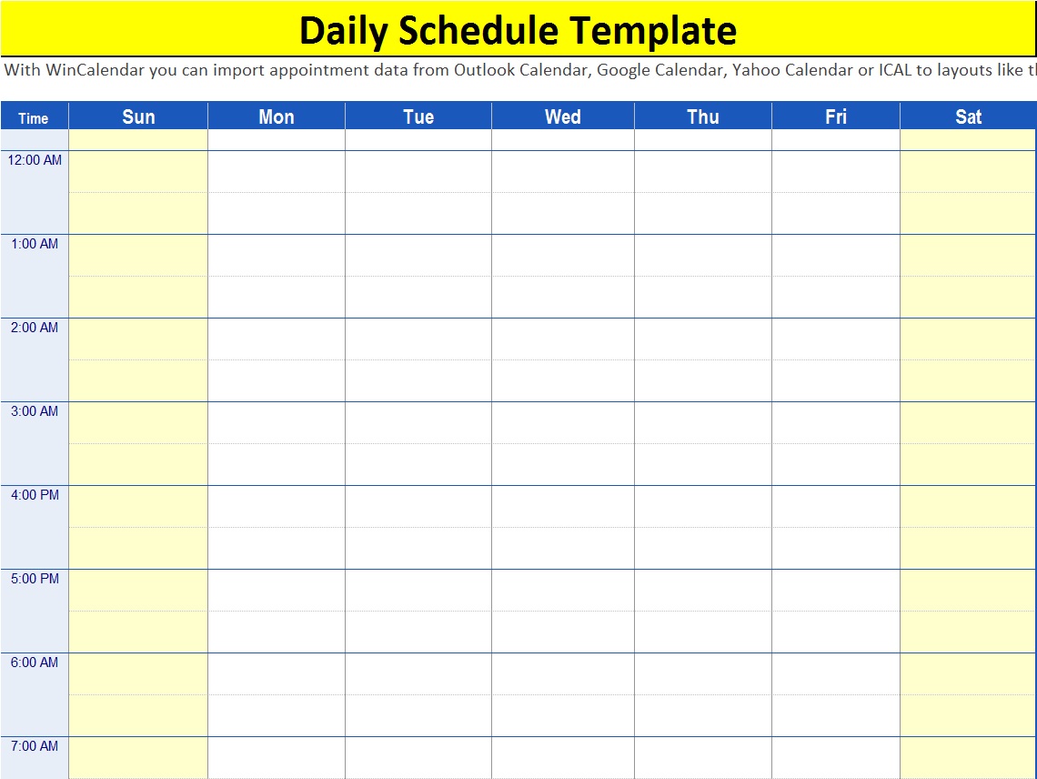 Daily Schedule Template