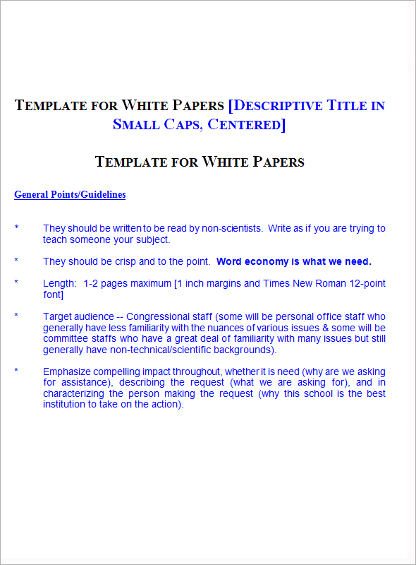 White Paper Template Word