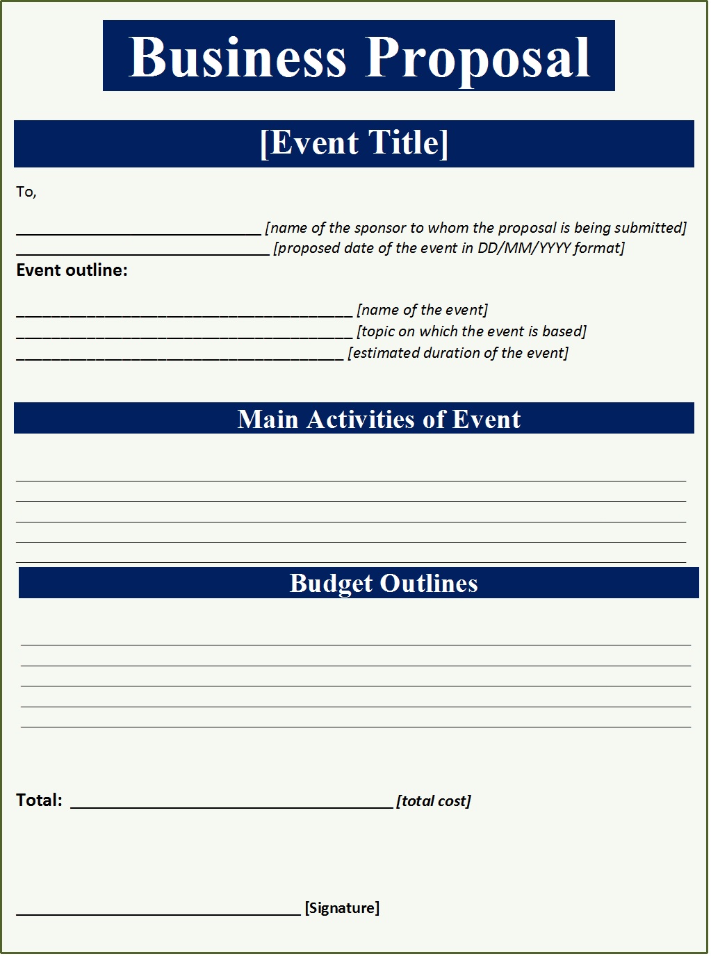 Free Proposal Template – Excel Word Templates Inside Free Construction Proposal Template Word