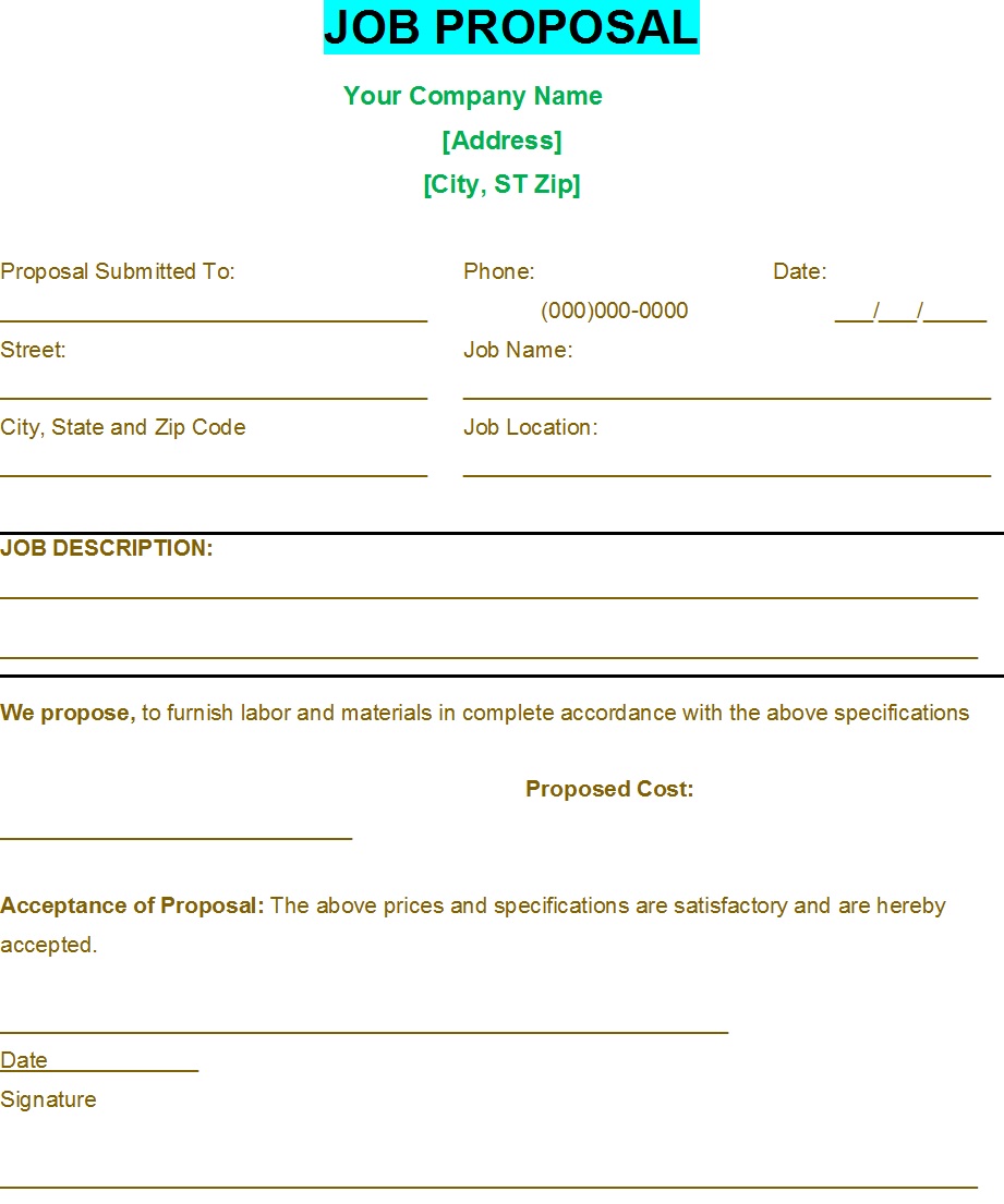 Free Proposal Template – Excel Word Templates Inside Employment Proposal Template