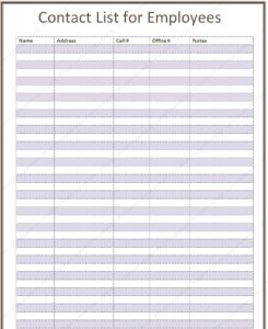 Contact List Template - Excel Word Templates