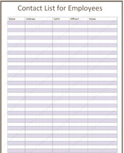 Contact List Template