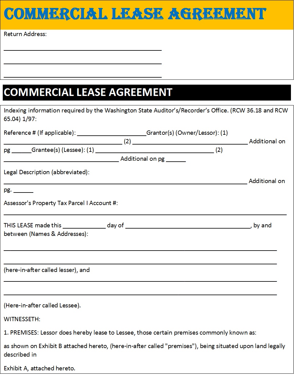 Commercial Lease Agreement Template