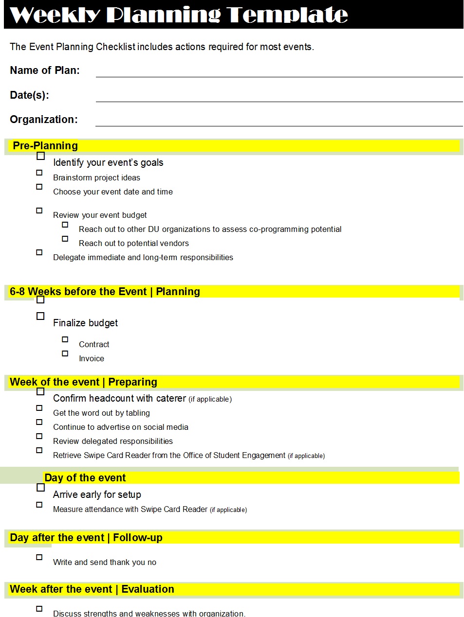 Weekly Planner Template