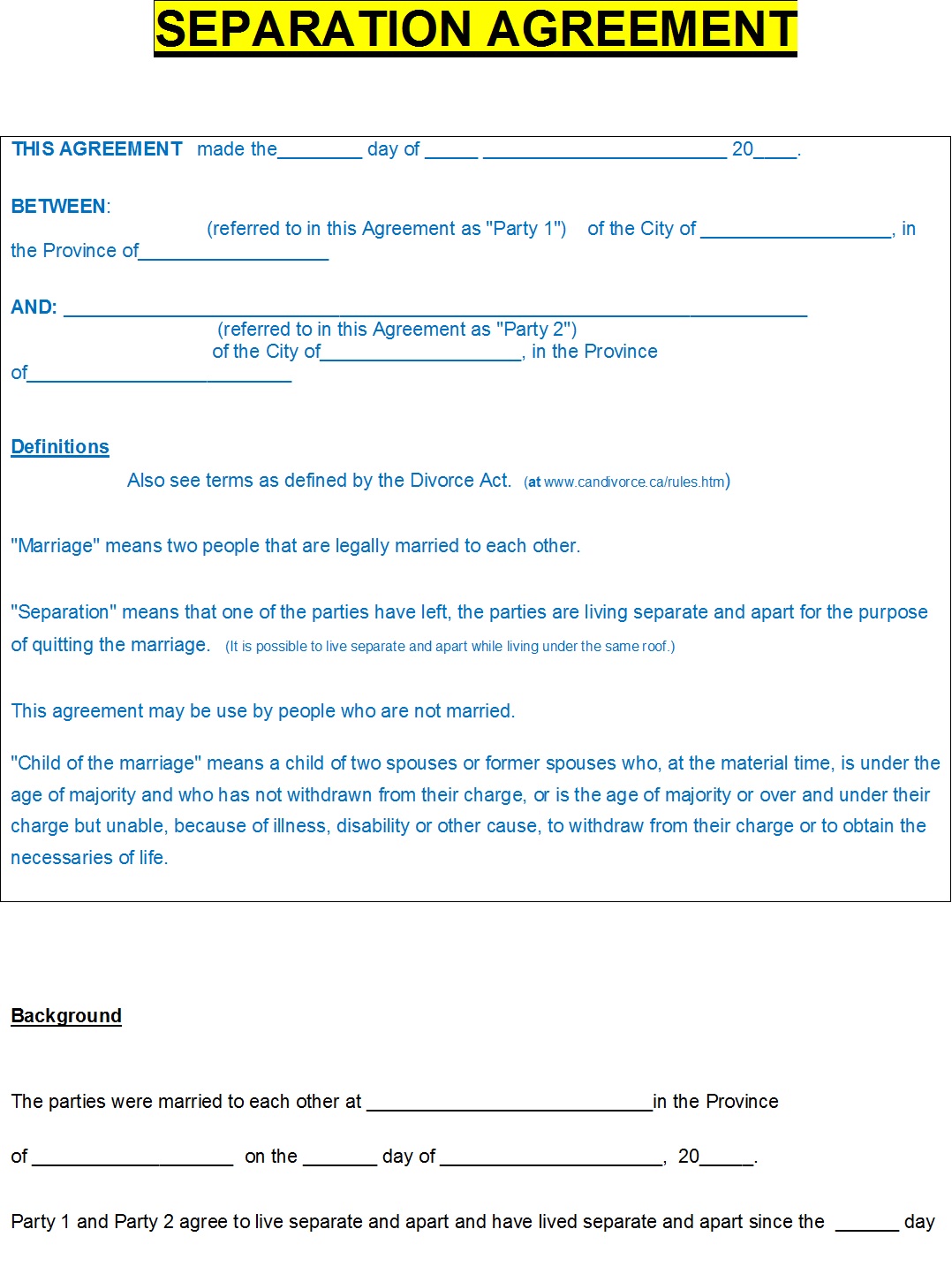 Separation Agreement Template – Excel Word Templates Within simple consignment agreement template