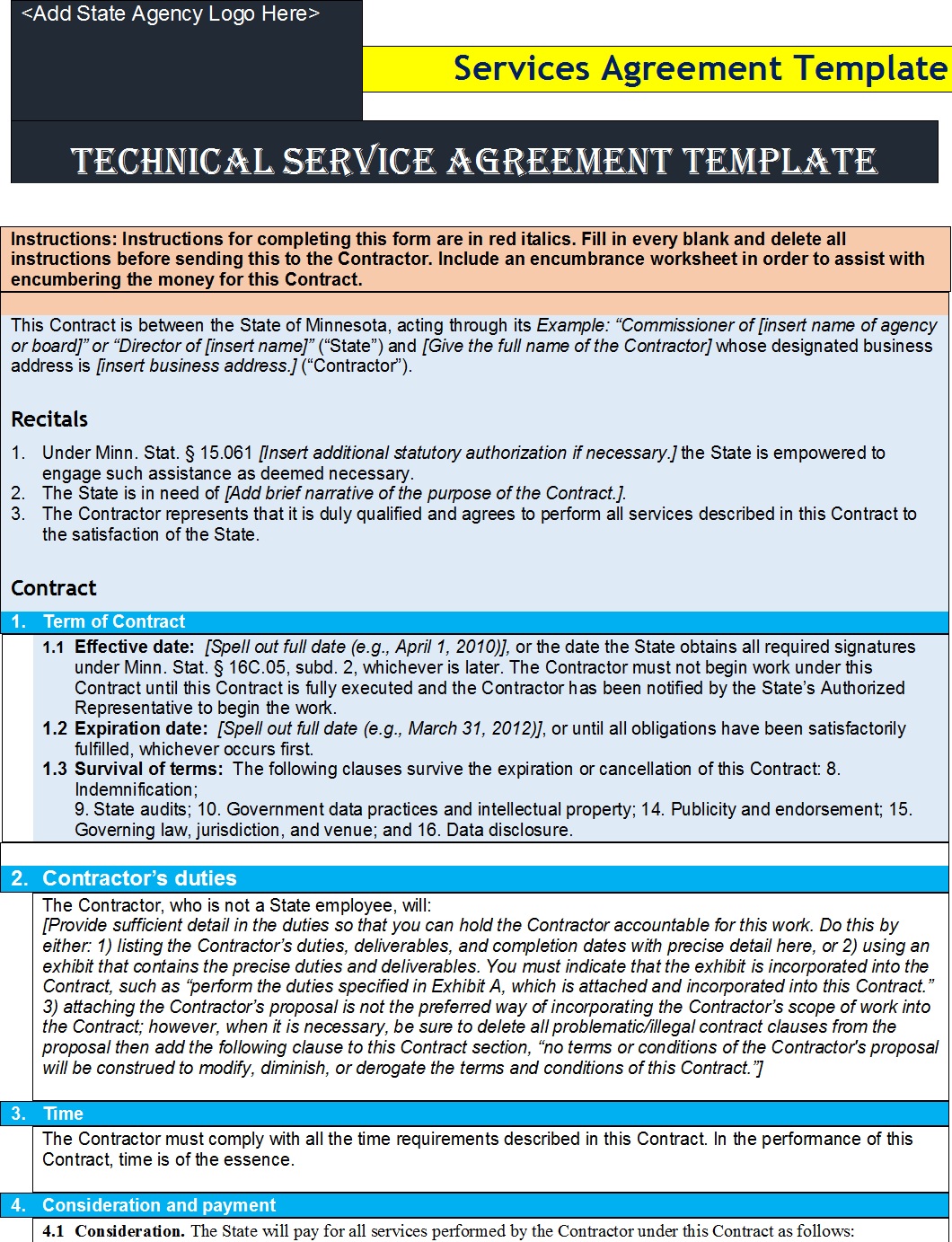 Service Agreement Template – Excel Word Templates Inside information technology service level agreement template