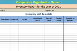Excel Inventory List Template