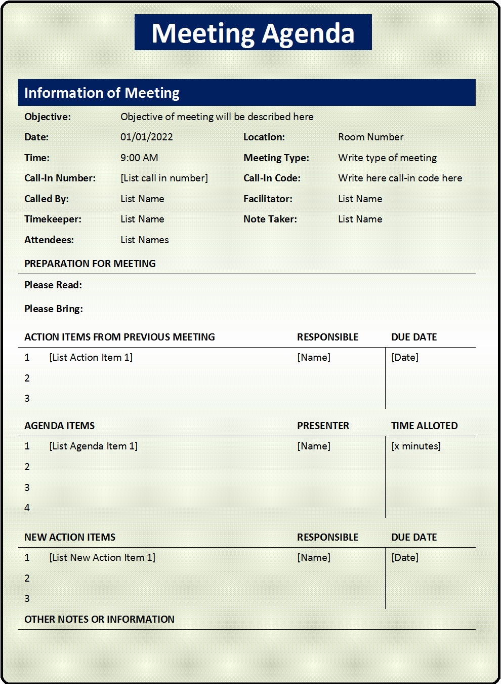 Meeting Agenda Format – Excel Word Templates Pertaining To Simple Meeting Agenda Template