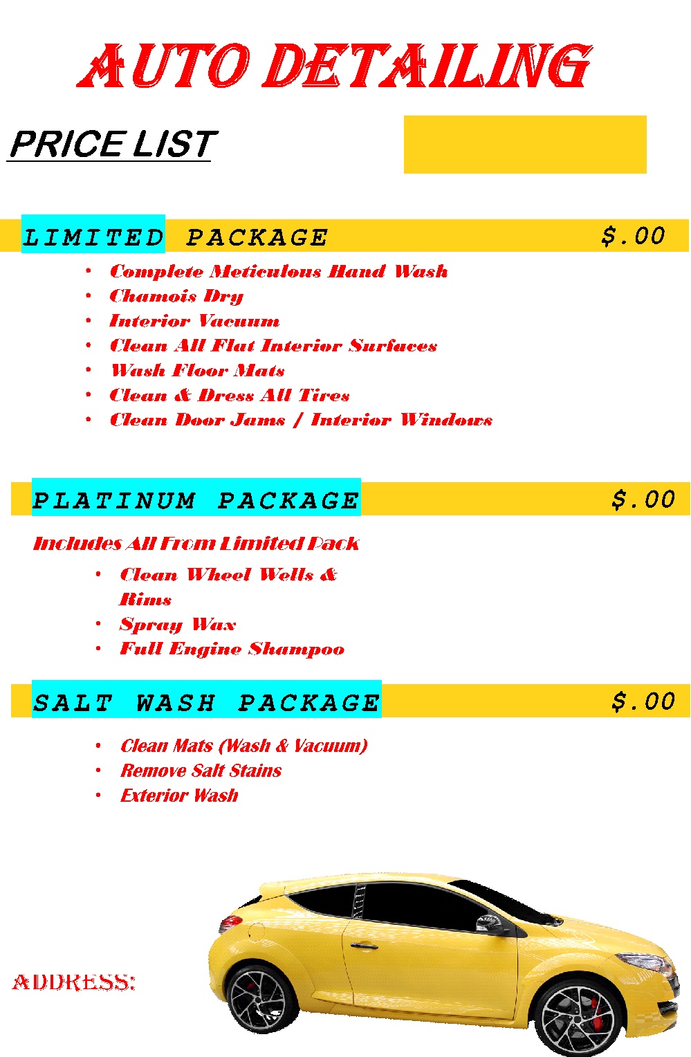 Price List Template