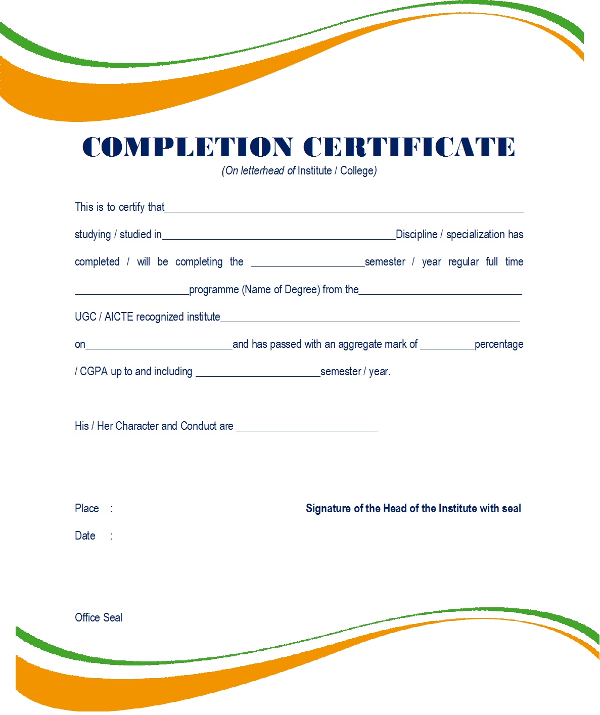 Free Certificate of Completion Template