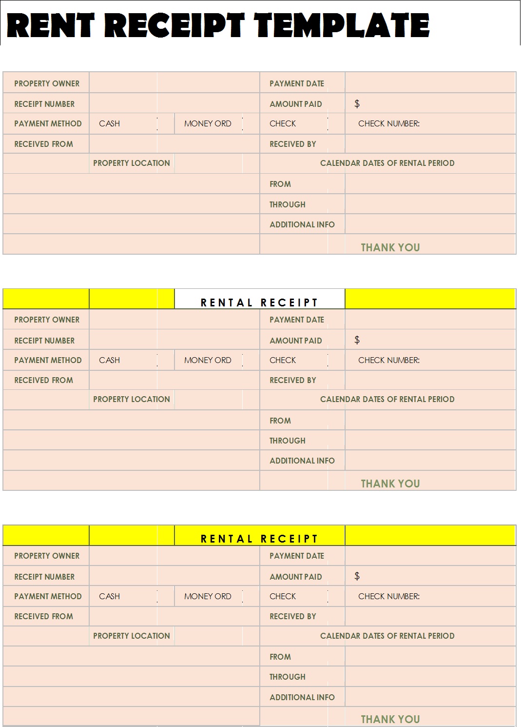 Rent Receipt Template