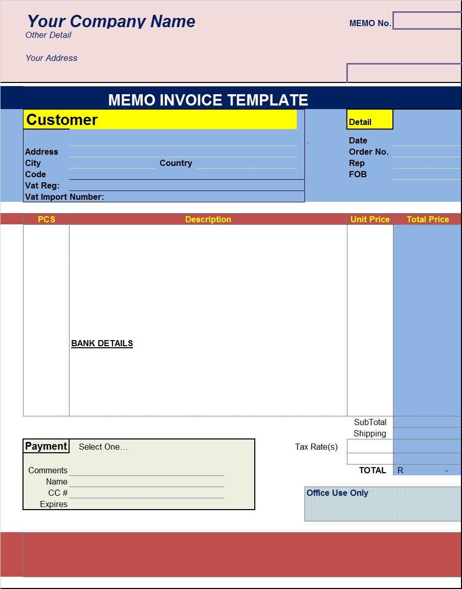 Memo Invoice Template – Excel Word Templates For Download An Invoice Template