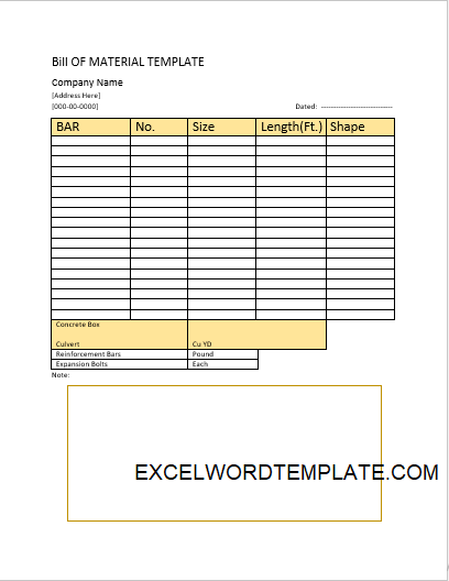 Material List Template