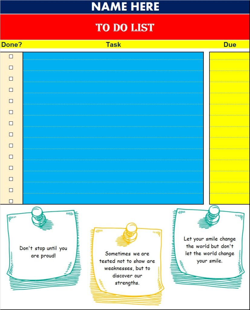 Printable To Do List Template Word Free Download