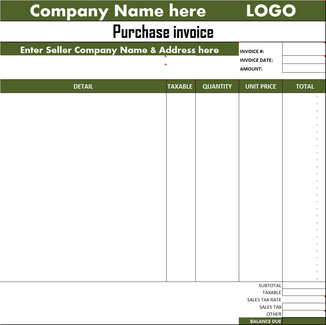 Purchase Invoice Template