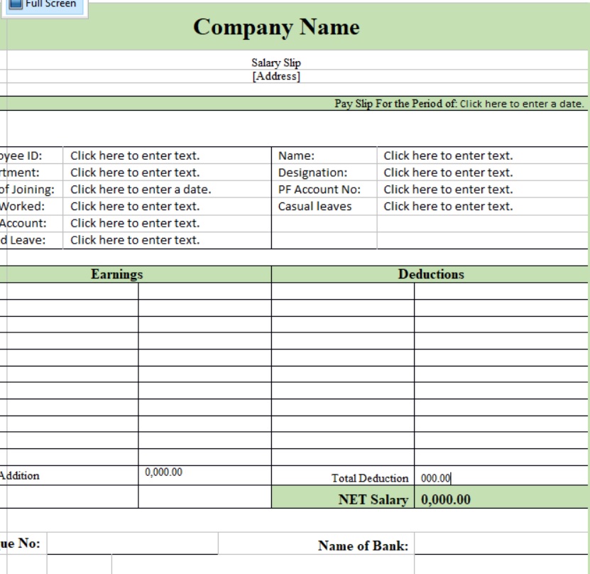 Pay slip template