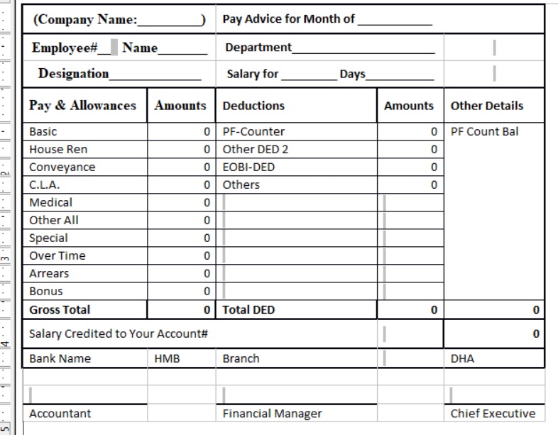 Salary Slip Template 