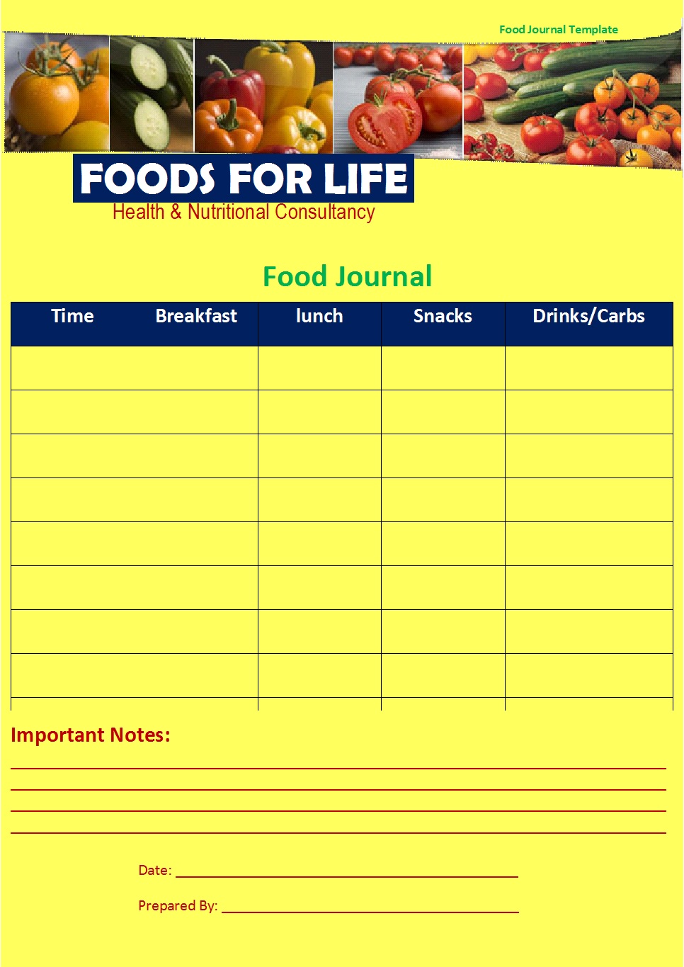 Food Journal Template