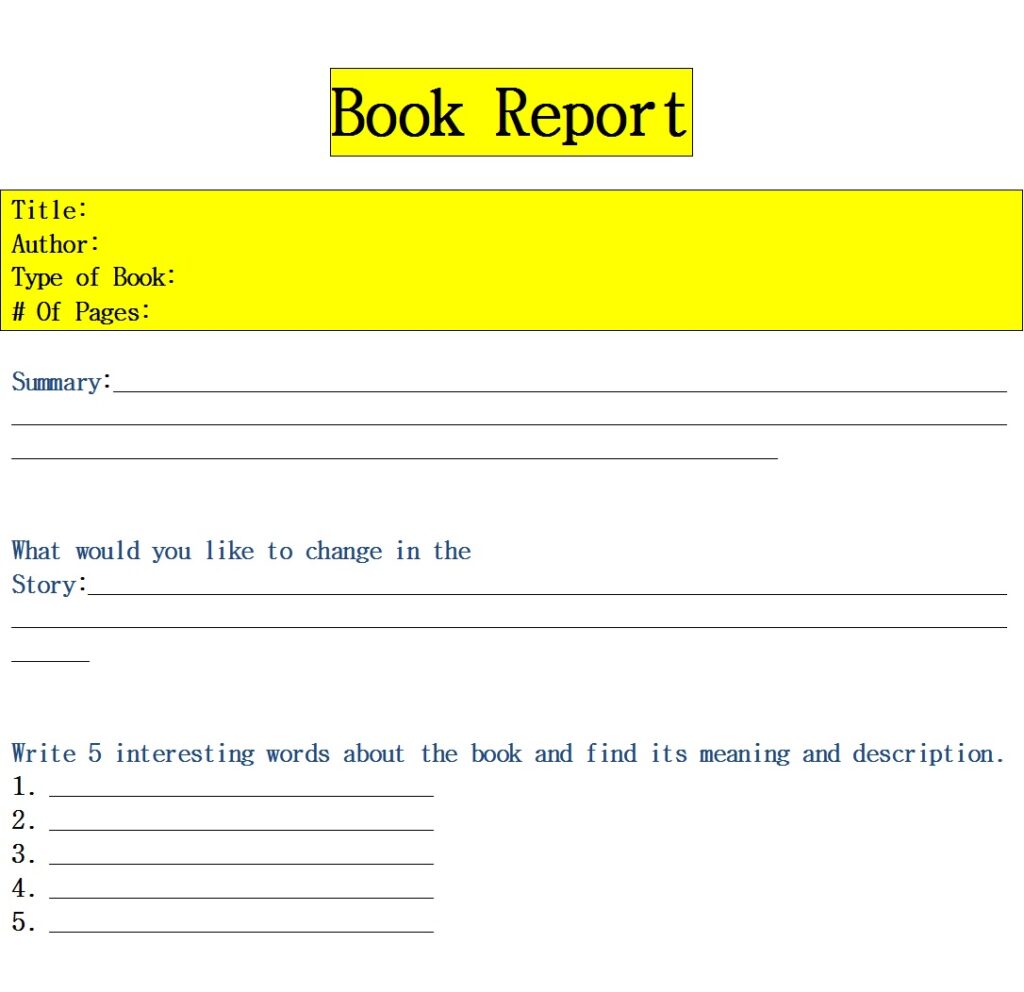 Best 10 Book Report Templates - Excel Word Template