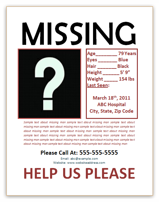 Missing Person Poster Template