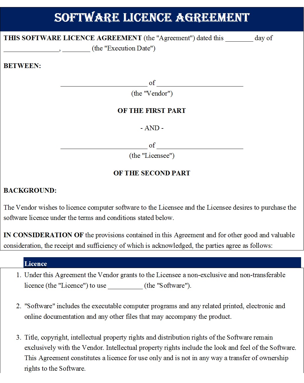 Software License Agreement Template